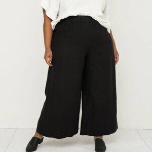 Elizabeth Suzann Florence Wide-Leg Pants in Black Linen XS-Short
